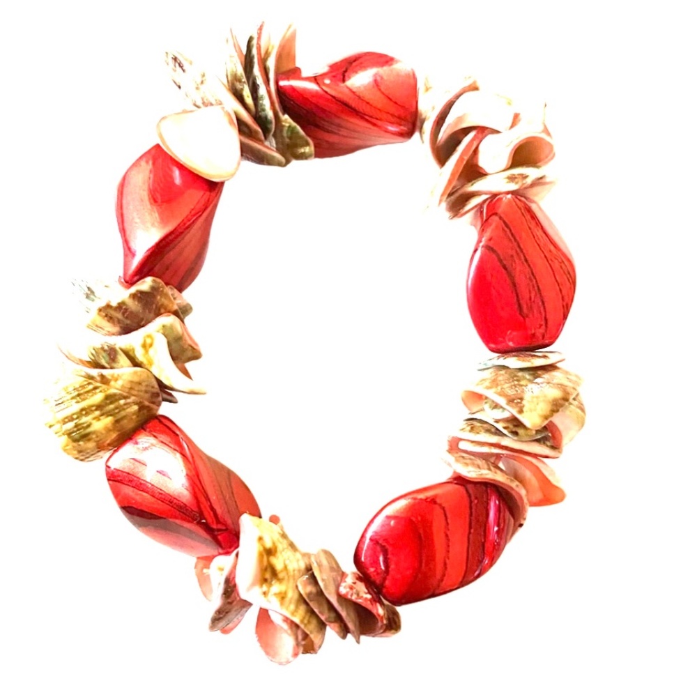 Unique Shell & Ceramic Style Beaded Stretch Brace… - image 2